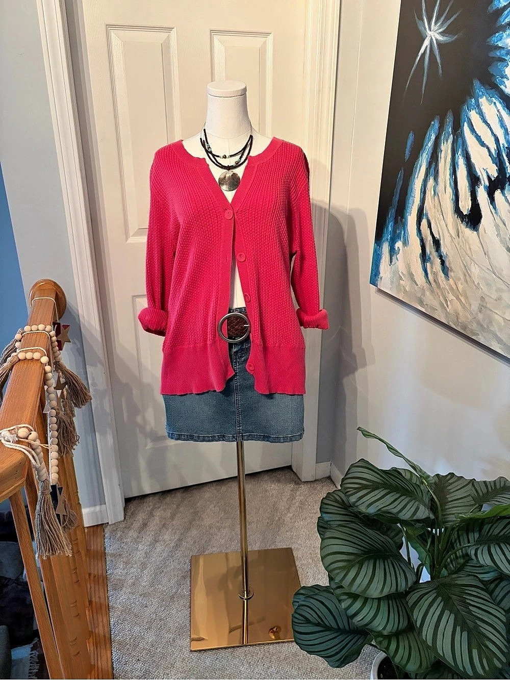 Relativity Cotton Knit Cardigan Pink XL Good Condition!